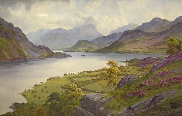 Edward H Thompson watercolour: Lakes Scene