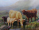 William R C Watson:Cattle by a Stream