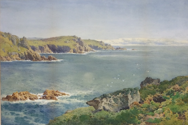 Arthur.Tucker.watercolour.for.sale - Cornish Coastline.A.Tucker