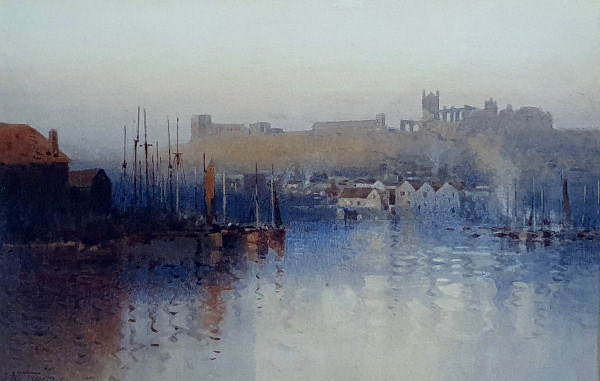 Arthur Tucker watercolour for sale, Whitby harbour