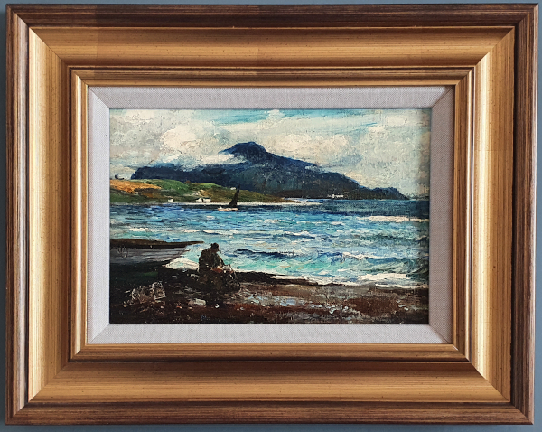 John Robertson Reid, oil painting, Holy Island from Arran