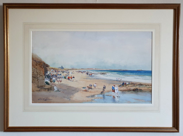 Thomas Swift Hutton watercolour for sale, The Sands, Whitley Bay