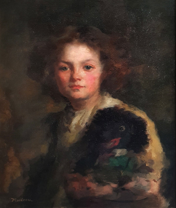 Joseph Mordecai, oil painting for sale, Portrait of a young girl with her doll