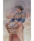 Robert.Jobling, watercolour, Staithes fisherwoman Robert.Jobling, watercolour, Staithes fisherwoman