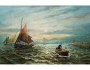 Bernard Benedict Hemy oil painting for sale, Off North Shields at Dusk Bernard Benedict Hemy oil painting for sale, Off North Shields at Dusk