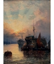 William Anslow Thornley, oil painting for sale, harbour dawn William Anslow Thornley, oil painting for sale, harbour dawn