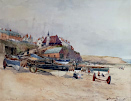 Thomas Swift Hutton watercolour for sale:Cullercoats, slipway Thomas Swift Hutton watercolour for sale:Cullercoats, slipway